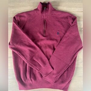 Men’s Polo Ralph Lauren 1/4-Zip Mockneck Pima Cotton Pullover, Burgundy, XL